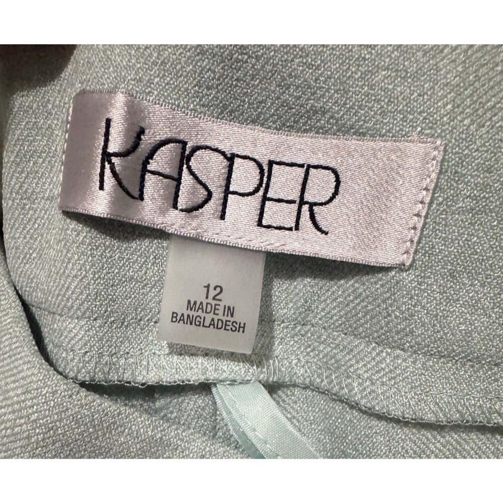 Kasper Women’s Green Stretch Slim Fit Flat Front Straight Leg Dress Pants 12 - Picture 4 of 11